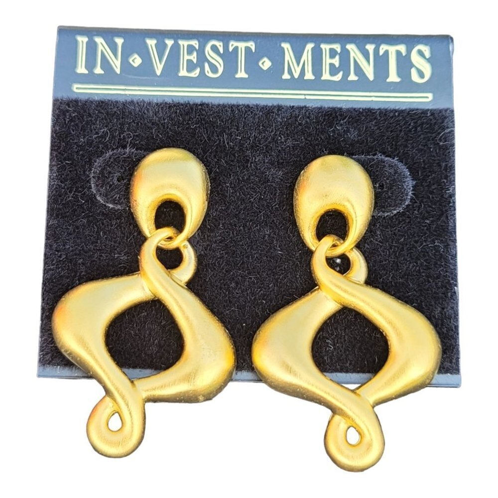 In Vest Ments Gold Toned Figure Eight Post Dangle Earrings